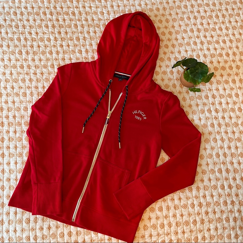 Tommy Hilfiger zip up red sweatshirt